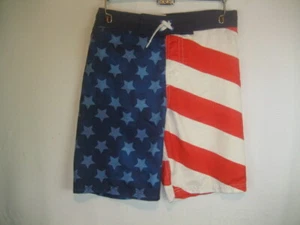 Youth Cherokee Swim Board Lined Shorts US Flag Theme sz M x 10 - Picture 1 of 5