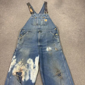 Carhartt Dungarees Adult 36x30 Blue Overalls Bib Carpenter Work Wear Denim Men* - Picture 1 of 11