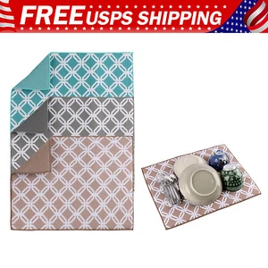 Microfiber Dish Drying Mat 15"x20" Kitchen Ultra Absorbent Drainer Mats Non-Slip - Picture 1 of 10