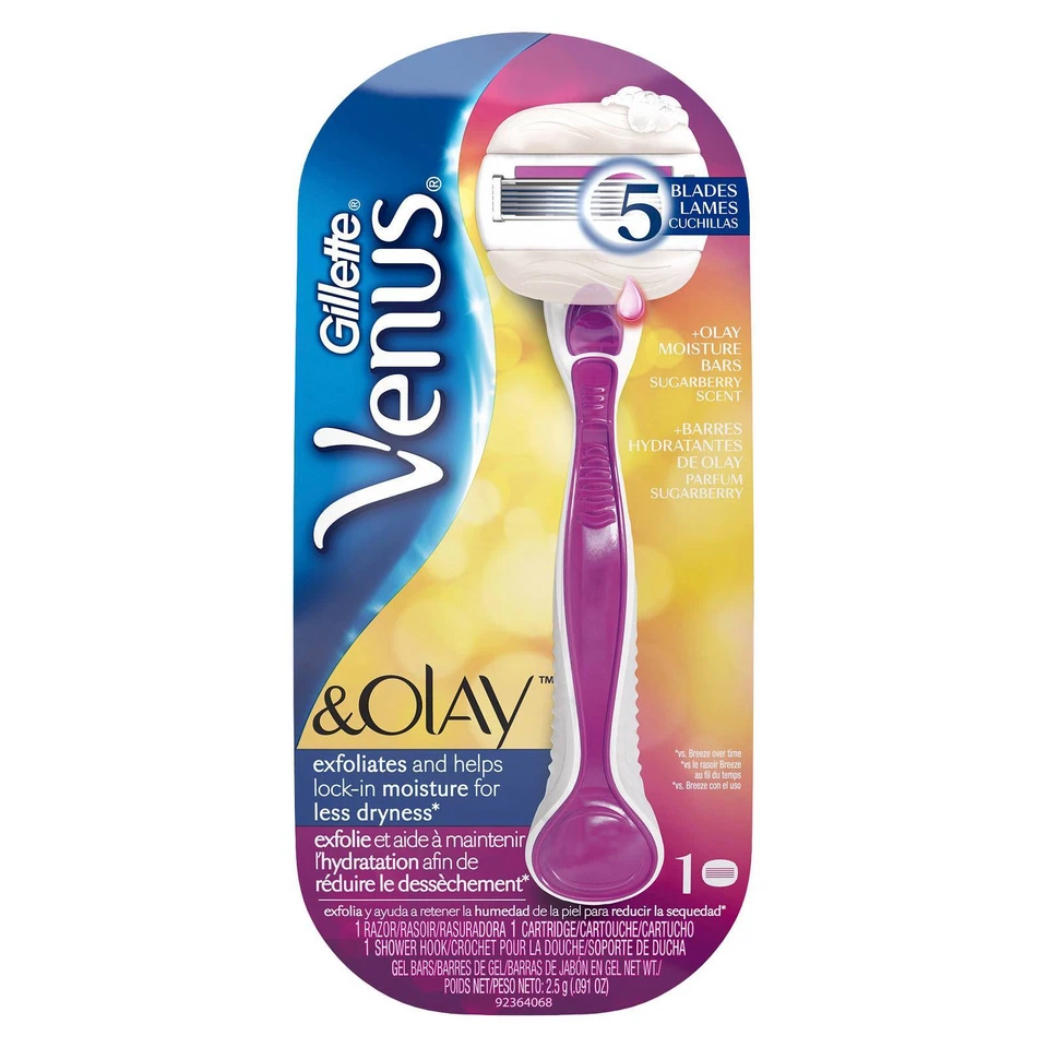 Gillette Venus & Olay Exfoliating Razor Kit With Cartridge Sugarberry Scent 1ea