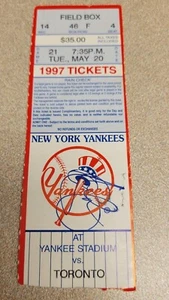 SHAWN GREEN SIGNED 1997 TORONTO BLUE JAYS NY YANKEES TICKET STUB 5/20/97 HENTGEN - Picture 1 of 3