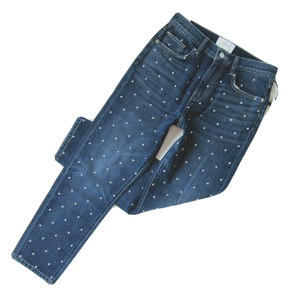 Current/Elliott The Vintage Studded High Waist Cropped Slim Jeans 26