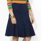 NWT Lauren Ralph Lauren Capri navy blue 14w midi flare skirt Women