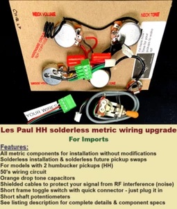 Chibson Les Paul Solderless Wiring harness - Metric components for direct fit - Picture 1 of 11