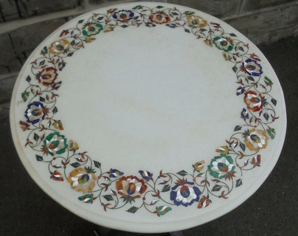 21" Marble side Table Top Floral Pietra dura​ Inlay Handmade Art Work - Image 1 of 1