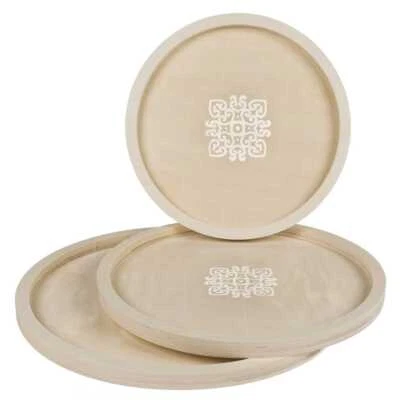 3er-Set Holz-Tablett Mandala Serviertablett Holztablett Dekotablett Holzteller - Bild 1 von 2