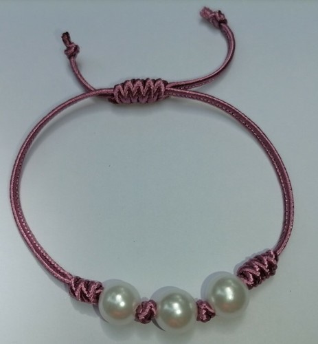 VALENTINO Bracciale donna filo regolabile fatto a mano gioielli regalo perle rosa scuro
