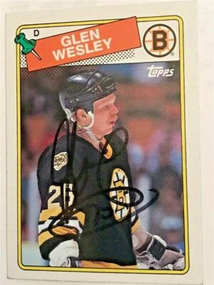 1988-89 Topps #166 Glen Wesley RC Auto'd - Image 1 of 2