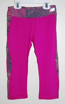 NUEVO CON ETIQUETAS New Balance Niñas Fucsia Rosa Recortado Deporte Correr Leggings talla M 10-12 Foto 1 de 4