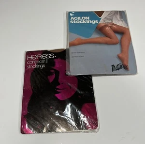 Vintage Heiress Cantrece II Stockings Daybreak Sz 9 & Agilon Stockings Reinforce - Picture 1 of 8