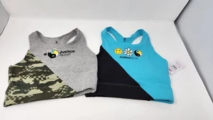 Set of 2 Justice girls size 30 sports bra bras green aqua black gray - Picture 1 of 3