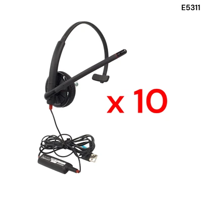 Plantronics 315T Mono Headsets W/Blackwire 300 DA USB-A Adapter Lot of 5 E5311 - Image 1 of 4