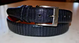 Men's TRAFALGAR Leather Belt SZ 36 Black Textured 1 1/8" wide Dress Belt 1198 - Picture 1 of 4