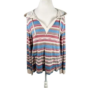 Vintage 90s Ralph Lauren Southwestern Hooded Top V-Neck Pullover Womens Size XL - Picture 1 of 9