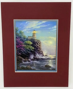Thomas Kinkade Split Rock Light Lighthouse Matted Collector's Print 11x14 - Picture 1 of 2