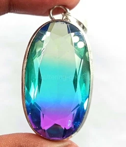 Multi-Color Ametrine Pendant 82.80 Ct Oval Cut IGL 925 Silver Pendant Chain 5AIO - Picture 1 of 7