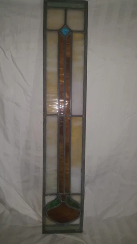 Antique Stained Glass Panel 29 1/2" x 5 3/8" Window Hanging Cover