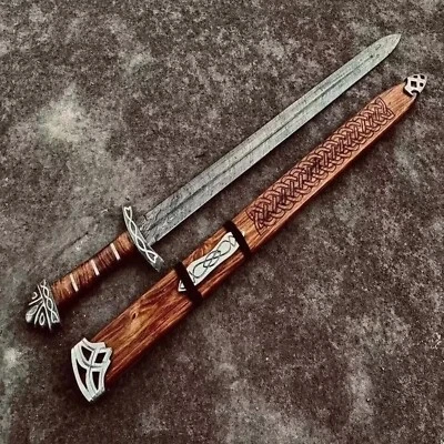 Wikingerschwert Damast – Handgeschmiedet Scharfes Kampf Schwert Mittelalter - Bild 1 von 4