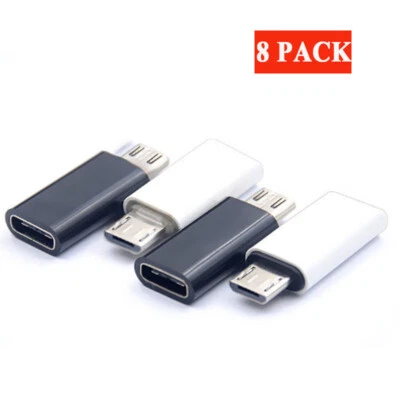 8× USB 3.1 Adapter Type C Female to Micro USB Male Port White Converter Data~ - Image 1 of 4