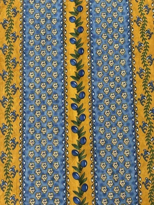 Country French/Provencal Style Cotton 56.6” X 96” Blue, Yellow/Gold, Tablecloth - Image 1 of 3