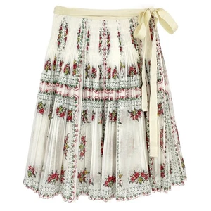 TORY BURCH Pleated Tie Wrap Silk Blend Skirt in Garden Veil 2 - Picture 1 of 11