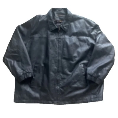 St. John’s Bay Men’s Brown Leather Long Sleeve Full-Zip Closure Jacket Size 4XL - Image 1 of 4