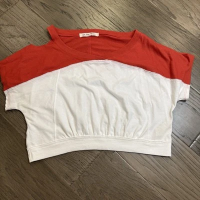Camiseta Top We The Free By Free People Talla XS Rojo Blanco Bloques de Color Field Goal Foto 1 de 4