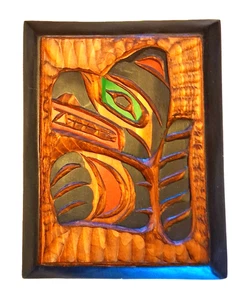 Placa tallada de cedro aborigen WOLF Pacific NW por George Matilpi Kwakiutl - Imagen 1 de 3