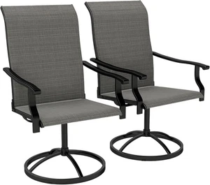 Outsunny Outdoor Patio Swivel Chairs Set of 2, High Back Dining Grey  - Picture 1 of 9