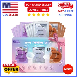 Under Eye Patches 12 Pairs – Vegan Dark Circle & Puffiness Treatment Masks - Picture 1 of 10