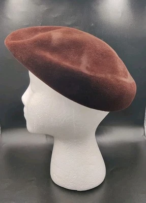 Boina marrón vintage Page Boy Fit hecha en Italia Estate encontrar sin etiquetas Foto 1 de 4