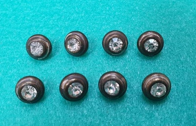 8 Vintage antike silberfarbene Strassknöpfe ⌀ 10 mm für Blusen Westen Jacken - Bild 1 von 3