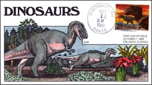 Dinosaurs Tyrannosaurus Rex 25c Stamp FDC Handpainted Collins#L1602 Sc#2422 - Picture 1 of 1