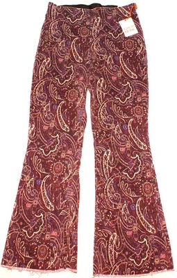 Knox Rose Pull On Flare Corduroy Jeans Size 12, Purple Paisley Pants (32X30) - Image 1 of 3