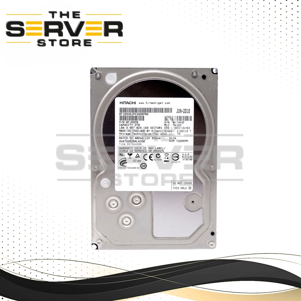 Hitachi 2TB 7.2K SATA 3Gb/s 3.5" Hard Drive HUA722020ALA330 - Image 1 of 1