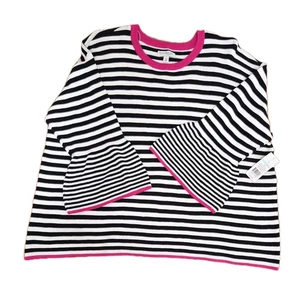 NWT 3x Kim Rogers Women's Navy White Striped 3/4 Sleeves Crew Neck Size 1X NWT - Picture 1 of 6