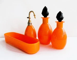 Antique Loetz Art Deco Tango Glass Perfume Bottle Dressing Set Bohemia 1930s - Picture 1 of 10