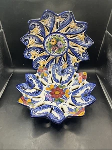 2- Vintage Faireal Alcobaca Hand Painted Portugal Reticulated Wall Plates 422 - Picture 1 of 11