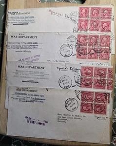 4 Covers With Multiples Of Scott's # 554 From The 1920s Panes Of 4 And 6 Joined - Picture 1 of 5