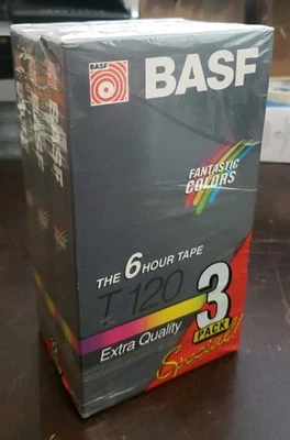 VHS Video Tapes BASF 3 Pack T-120 6 Hours Extra Quality Factory SEALED NEW Z1  - Image 1 of 4