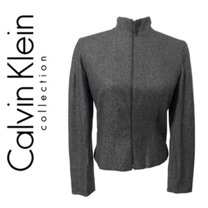 CALVIN KLEIN COLLECTION Size Small 2 Soft Light Weight Wool Blend Felt Jacket - Picture 1 of 11