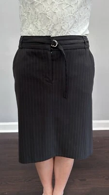 Larry Levine black striped with belt Skirts size 6 petite - Изображение 1 из 4