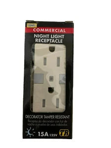Hubbell DR15NLLAZ Almond Tamper Resistant 5-15R LED Nightlight Receptacle Outlet - Picture 1 of 1