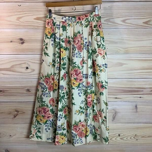 Vtg Susan Bristol Midi Skirt 12 Pleated Ivory Cottage Floral USA Pastel Fairy - Picture 1 of 12