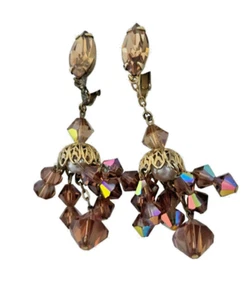 Vintage Lewis Segal AB Topas Kristall Perlen Ohrhänger unsigniert - Bild 1 von 6