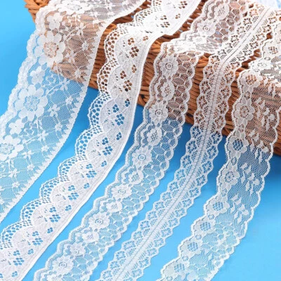 MARKENLOS 1m Weiß Schwarz Nicht Elastische Spitze Spitzenband Spitzenborte Borte Zierband