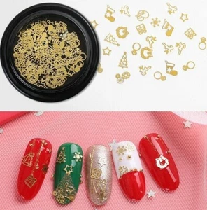 3D Einleger Metall Nailart Overlay Charms Schneeflocke Weihnachtsmotive Gold - Bild 1 von 1