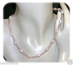 COLLAR de PERLAS Cultivadas Rosas 7-8 mm AA entrepiezas rosas. y Plata de Ley925 - Imagen 1 de 5