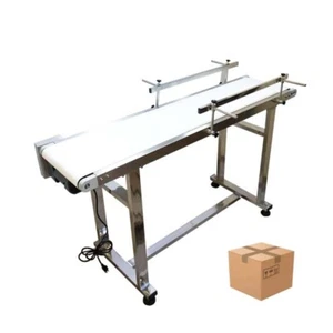 110V 53''x11.8" PVC Belt Conveyor with Double Guardrail Stainless Steel - Picture 1 of 7
