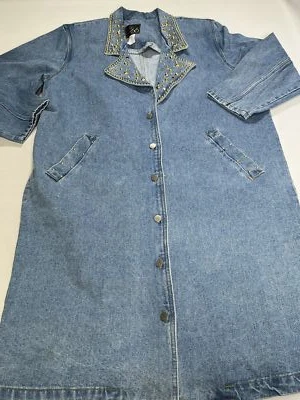 Chaqueta vaquera larga azul vintage Route 66 para mujer talla pequeña S NUEVA Foto 1 de 3